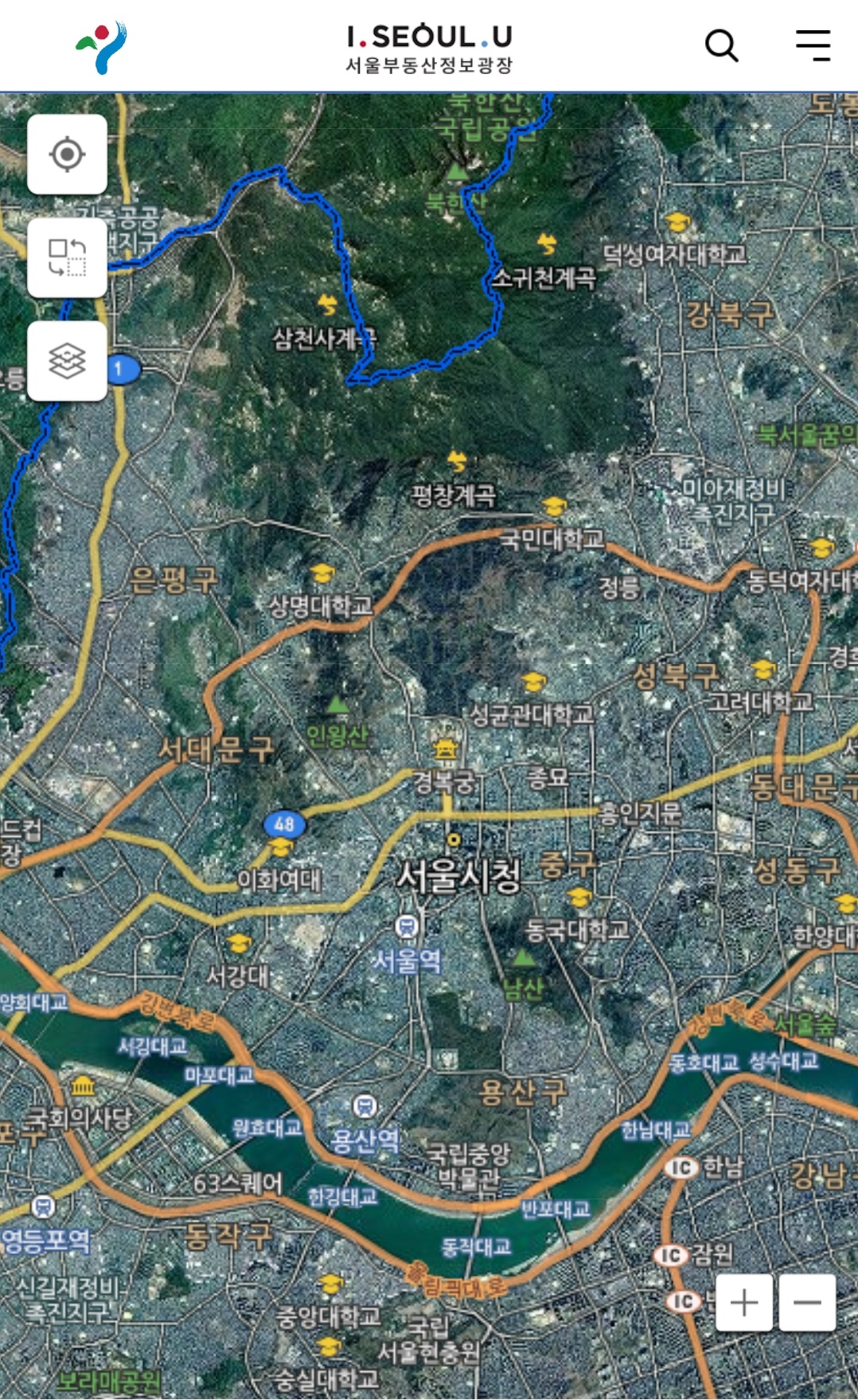 서울부동산정보광장 모바일 map화면
